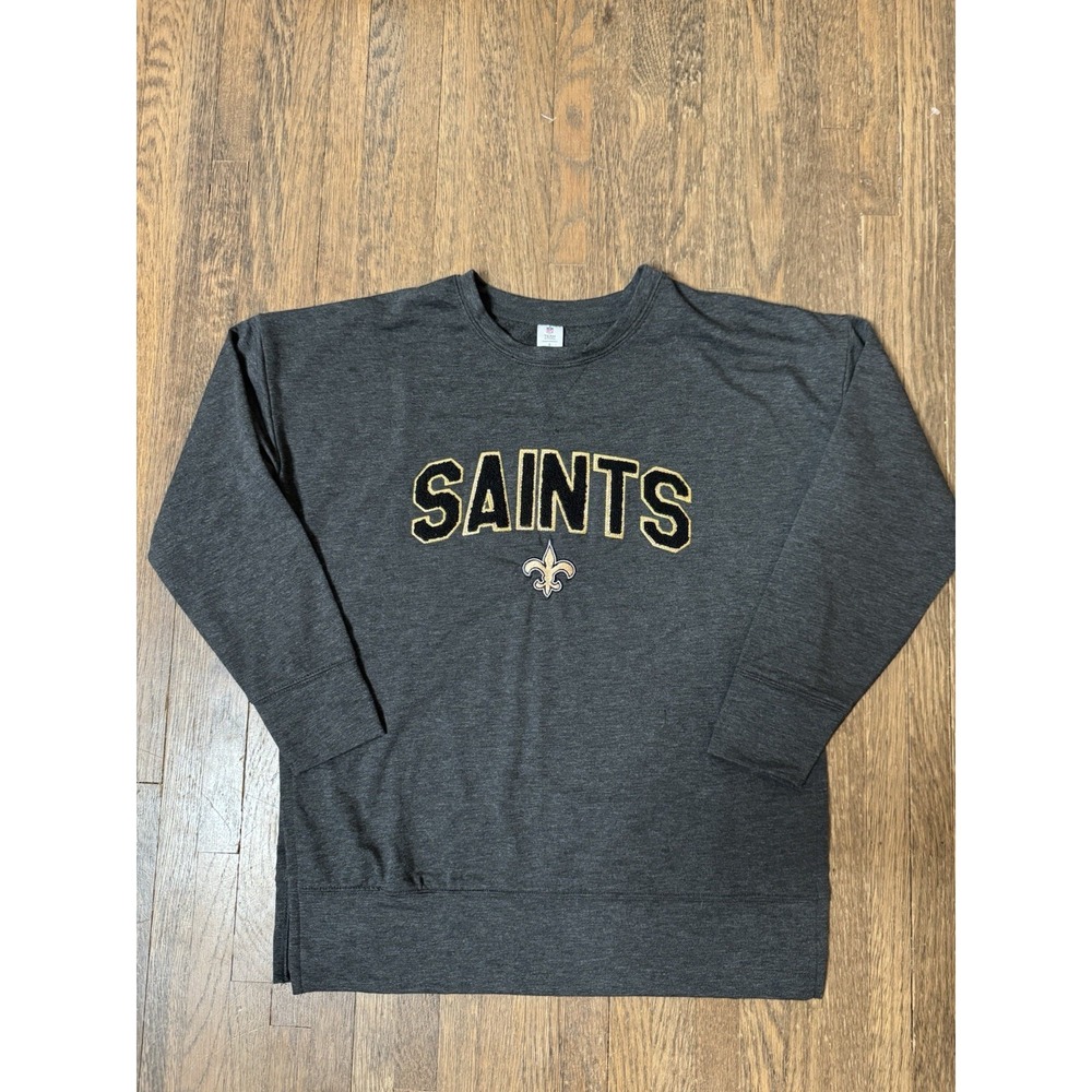 NFL New Orleans Saints Women's Sleepwear Sweatshirt Size S Grey Fleur De Lis